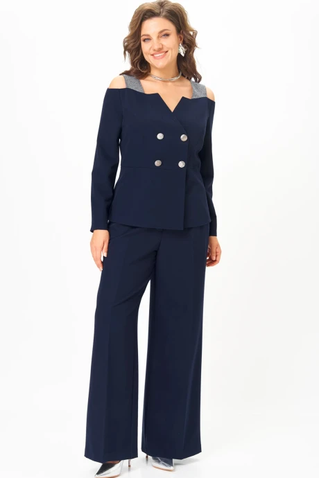 Брючный костюм Anastasia Mak 1276 синий двойка #1