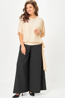 Брючный костюм Anastasia Mak 1287 черный+бежевый тройка