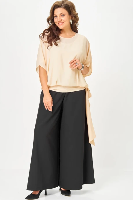 Брючный костюм Anastasia Mak 1287 черный+бежевый тройка #1