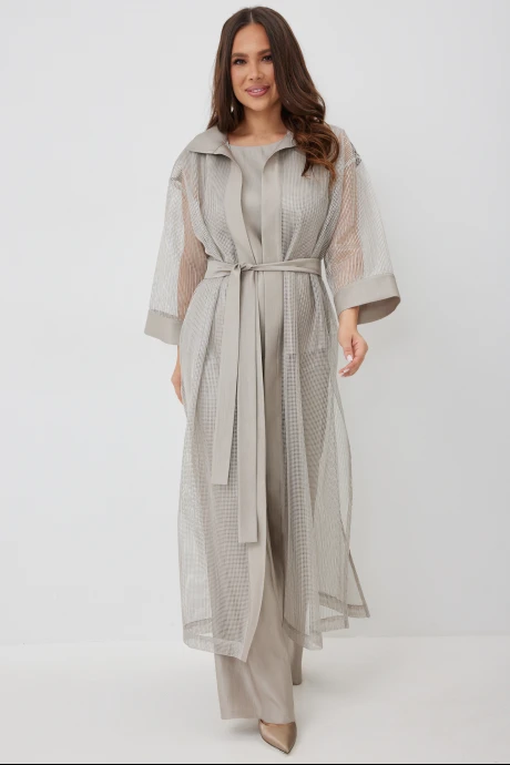 Брючный костюм Магия Моды 2654 бежево-серый тройка #1