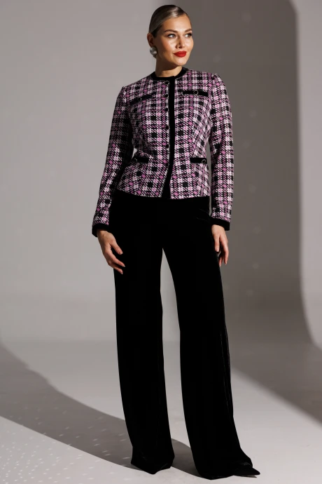 Брючный костюм Мода-Юрс 25-2950 черный_сирень #1