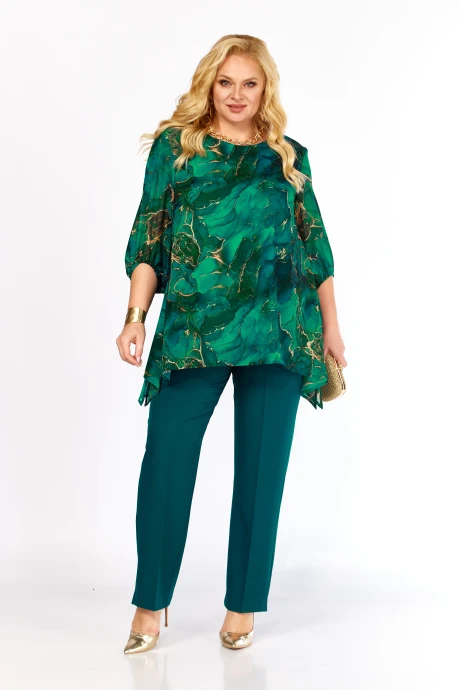 Брючный костюм Элль-стиль 2263/14 изумруд двойка #1