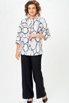 Брючный костюм БелЭльСтиль 877+601 бело-черный двойка