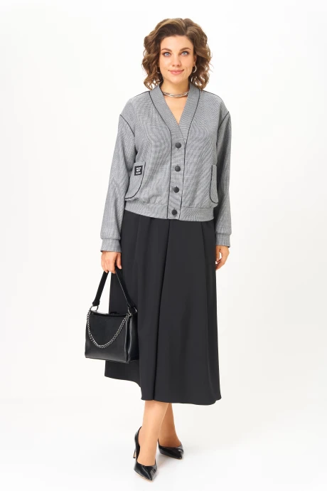 Юбочный костюм AIRA style 24131 серо-черный двойка #1