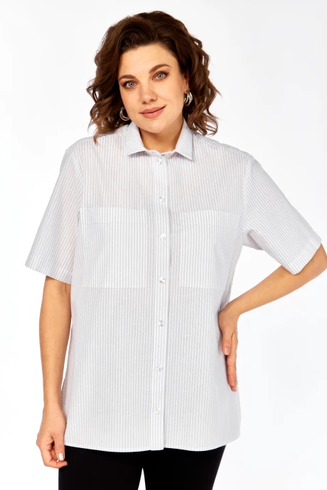 Рубашка Avenue Fashion 0338-4 полоска, серый+молочный #1