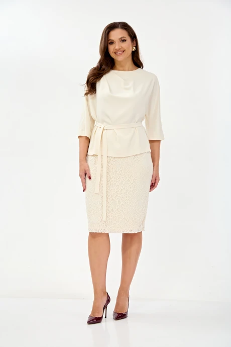 Юбочный костюм TVIN 7886 молочный двойка #1