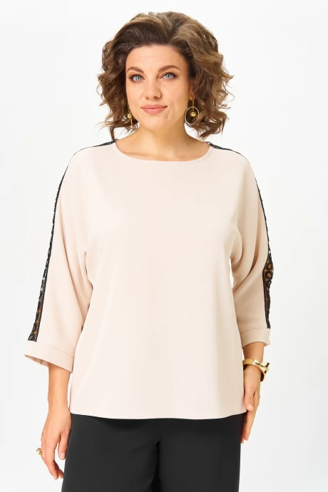 Блузка Rumoda 2274 бежевый_черный дл.р.. #1