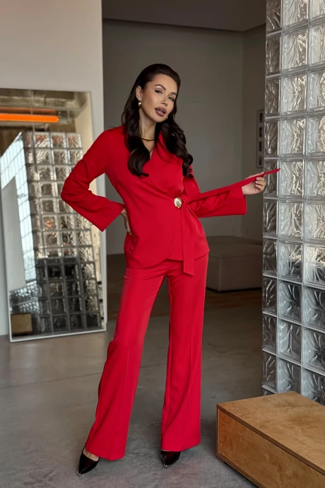 Брючный костюм AURA of the day 9777 красный тройка #1