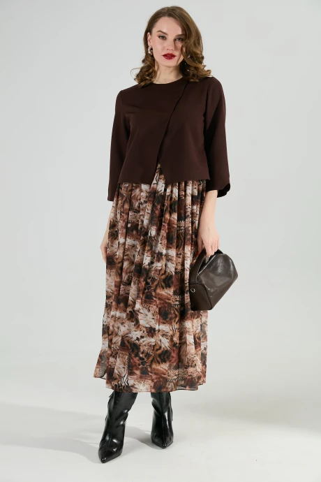 Платье NikVa 1007-1 шоколад_и_тигровая_абстракция #1