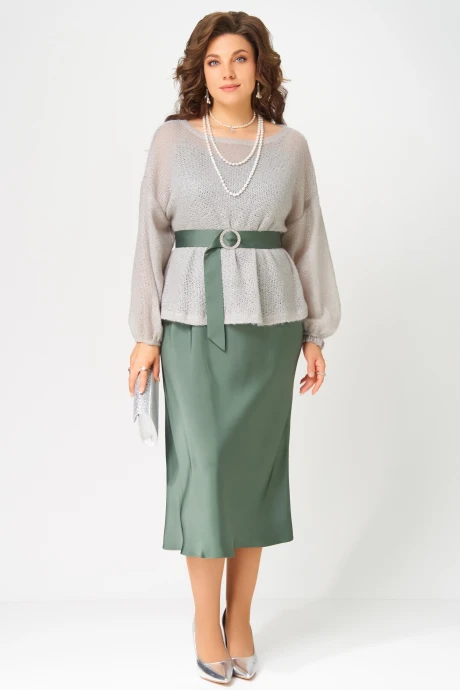 Костюм с платьем FITA 3222 нефрит + дымчатый двойка #1