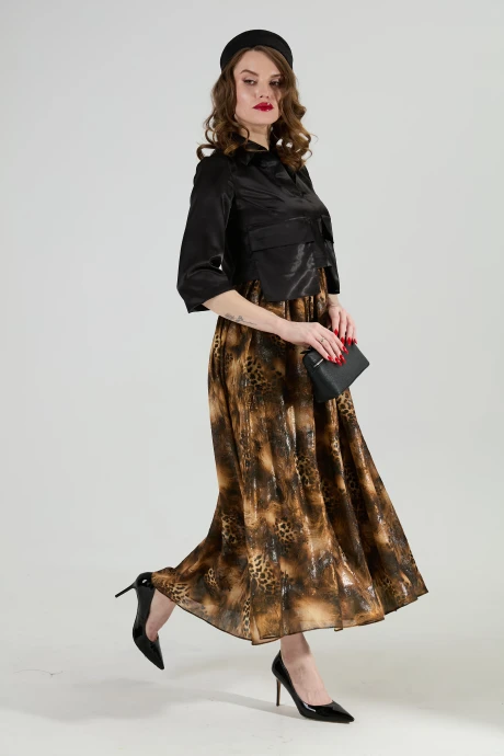 Платье NikVa 514-4 чёрный_и_кофейный_леопард #1