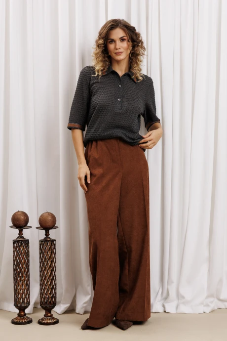 Брючный костюм GIZART 5441 серый, коричневый двойка #1