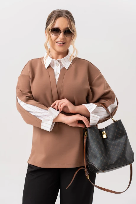 Джемпер (кофта) Algranda 4075-8 Молочный, Шоколад #1