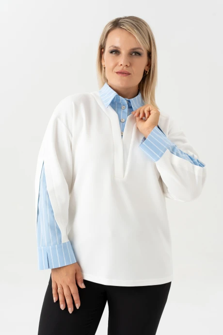 Джемпер (кофта) ALGRANDA (Novella Sharm) 4075-8-с Голубой, Молочный #1