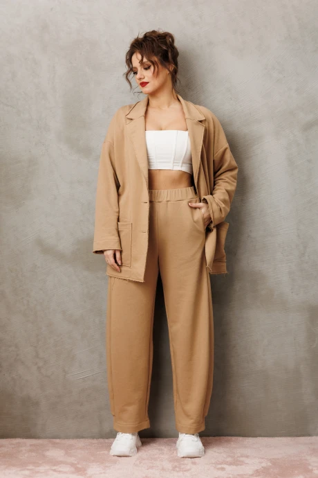 Брючный костюм Anastasia 1299 песочный двойка #1