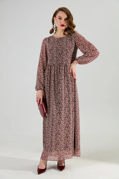 Платье NikVa 801-9 листья_бургунди #1