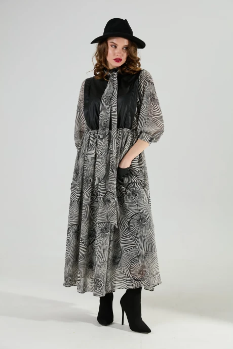 Платье NikVa 1010-1а чёрный_и_чёрно-белые_ракушки #1