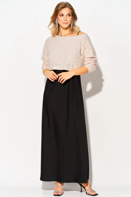 Костюм с платьем LAIKONY 504 пудра+ черный #1