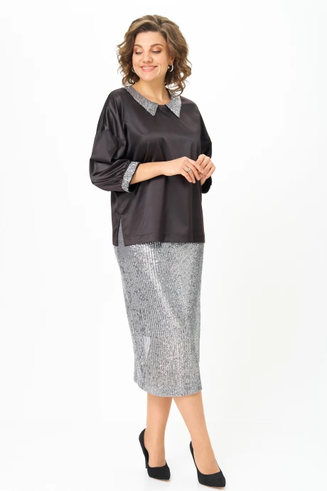 Юбочный костюм ANDINA CITY 9089-25 чёрный, серый двойка #1