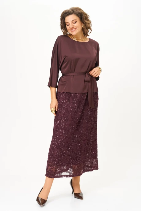 Юбочный костюм Кокетка и К 1334-1 бордовый двойка #1