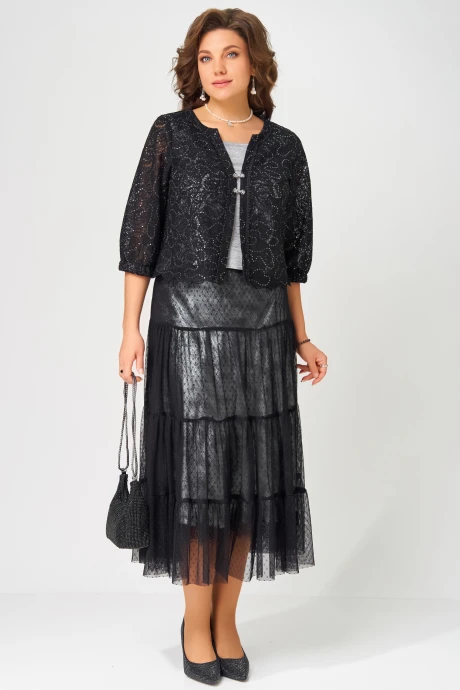 Юбочный костюм *Распродажа FITA 4141 черно-серебристый тройка #1