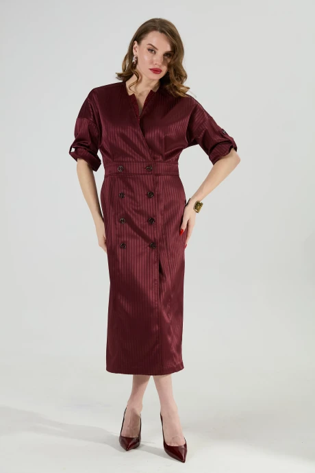 Платье NikVa 362-11 бургунди_в_полоску #1