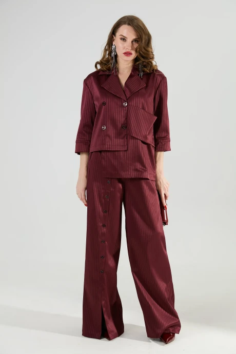 Брючный костюм NikVa 979-5 бургунди_в_полоску двойка #1