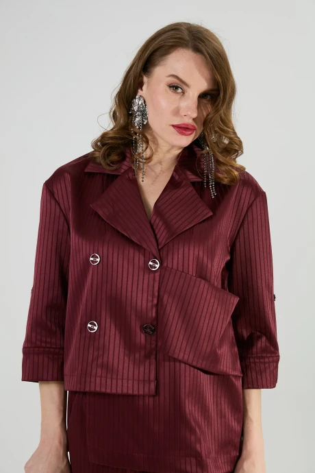 Жакет (пиджак) NikVa 973-4 бургунди_в_полоску #1