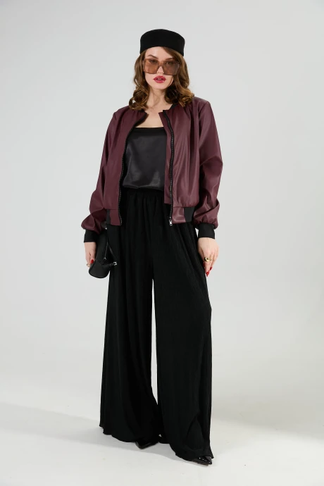 Брючный костюм NikVa 1011-1 бордо_и_чёрный тройка #1