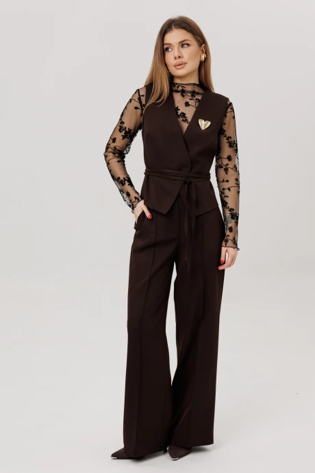 Брючный костюм AmberaStyle 3021 шоколад тройка #1