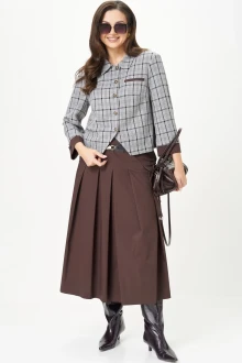 Юбочный костюм Карина Делюкс 1418 серо-коричневый