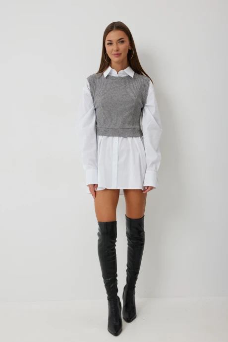 Рубашка V&N Fashion 1030 серый, белый двойка #1