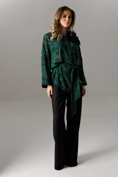 Брючный костюм Ларс Стиль 1192 черный; зеленый двойка #1