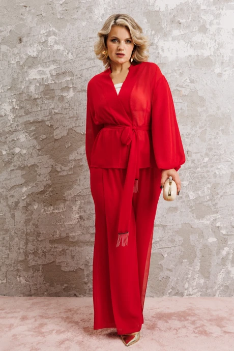 Брючный костюм Anastasia 1063.1 рубиновый красный двойка #1