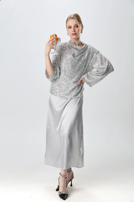 Костюм с платьем NikVa н1013-3 серебро двойка #1