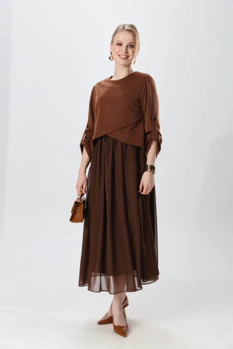 Платье NikVa н740-25 кофе с молоком #1