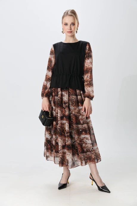 Платье NikVa н740-26 чёрный и тигровая абстракция #1