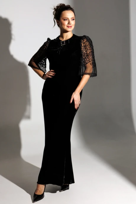 Платье Мода-Юрс 25-2884 черный_гипюр_new decor #1