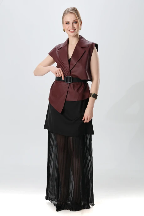 Костюм с платьем NikVa н1018-2 чёрный и бордо двойка #1