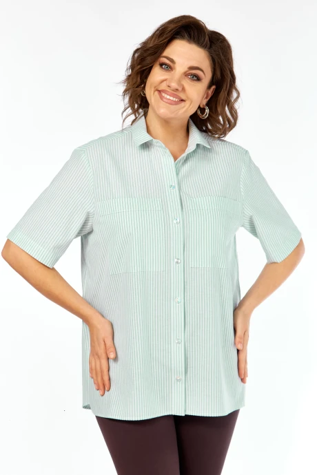 Рубашка Avenue Fashion 0338-5 полоска, светло-зеленый+молочный #1