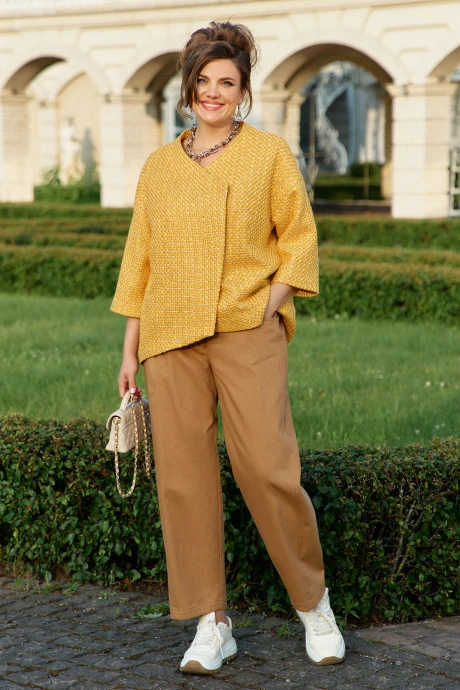 Брючный костюм *Распродажа Vittoria Queen 26083 желтый, горчичный двойка #1