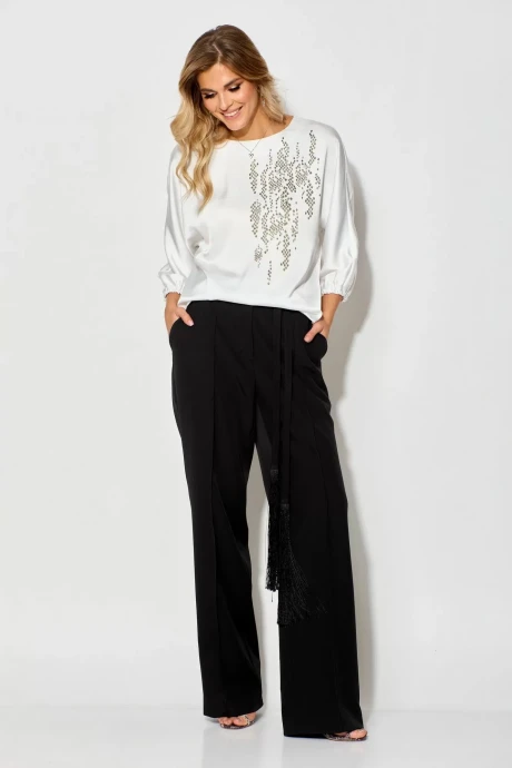 Брючный костюм *Распродажа LAIKONY L-072 молочный черный двойка #1