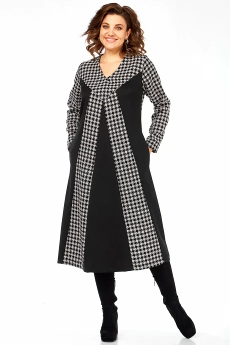 Платье *Распродажа Celentano Lite 5070 гусиная лапка+черный однотон #1