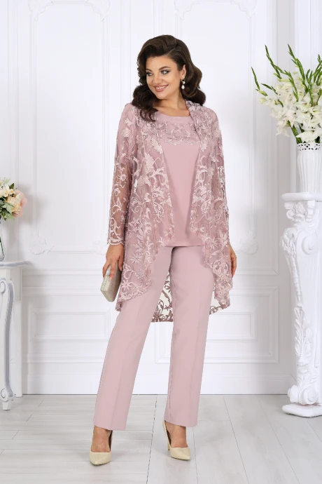 Брючный костюм *Распродажа Нинель Шик 5908 пудра тройка #1