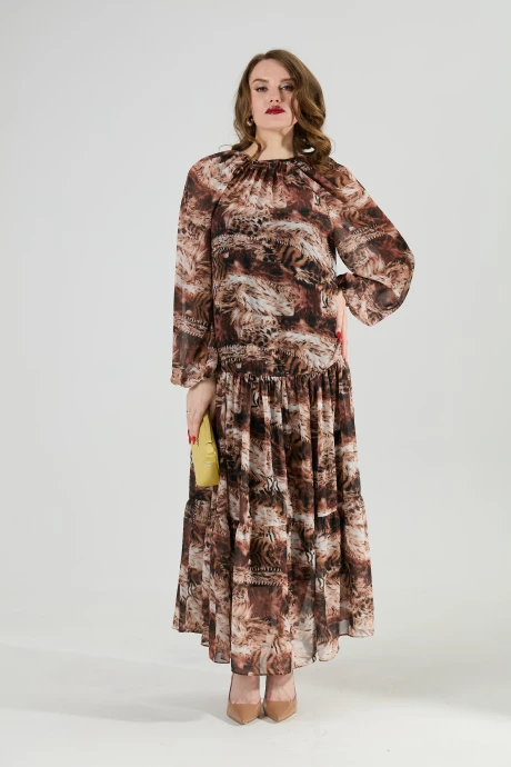 Платье NikVa 1025-1 тигровая_абстракция #1