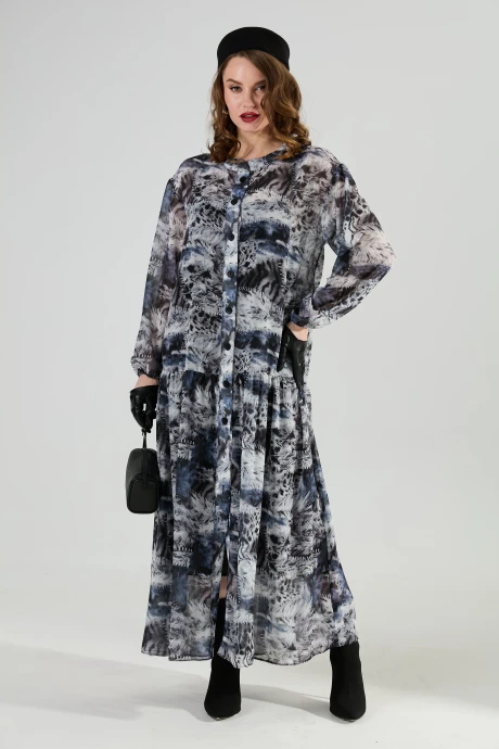 Платье NikVa 1028-1 серая_абстракция #1
