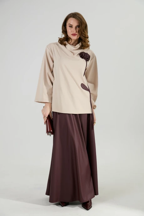 Джемпер (кофта) NikVa 923-7 капучино_и_бордо #1