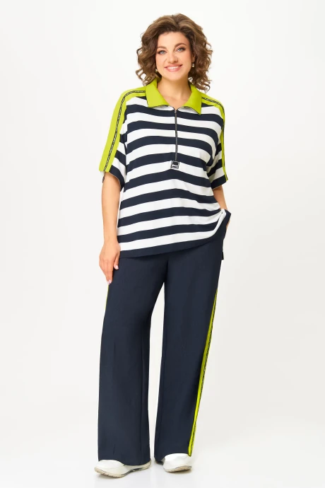 Брючный костюм *Распродажа Дали 7042.2 двойка синий в полоску #1