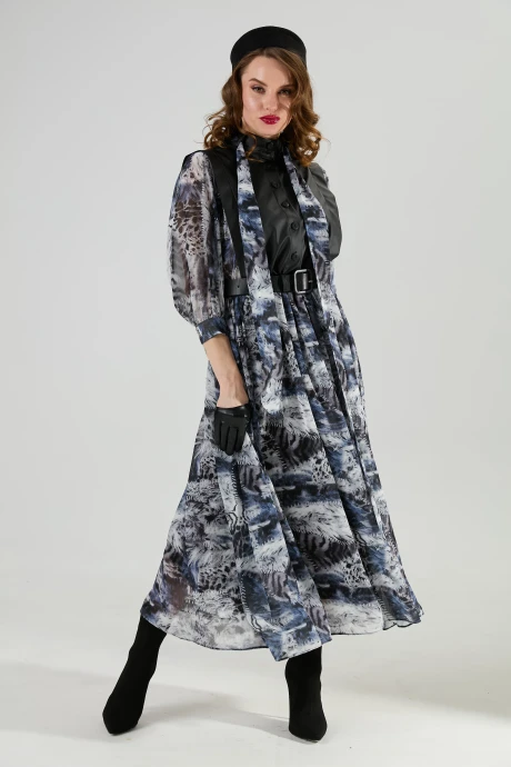 Платье *Распродажа NikVa 1010-2 чёрный_и_серая_абстракция #1