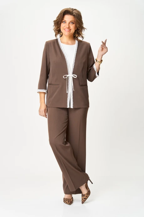 Брючный костюм *Распродажа Vilena Fashion 1113 шоколад тройка #1